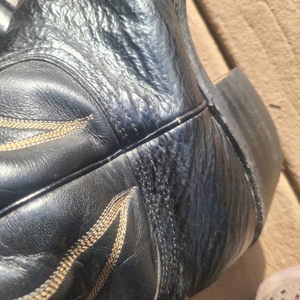 Vtg 80s Abilene Mens Black Exotic Shark Western Leather Cowboy Boots USA 9.5‎ EE - Picture 11 of 11